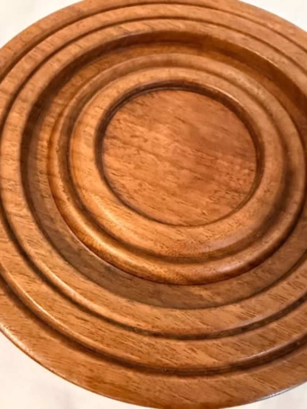 Mid-Century Modern Solid Teak Concentric Ring Cheese Board / Trivet • Danish Mod
